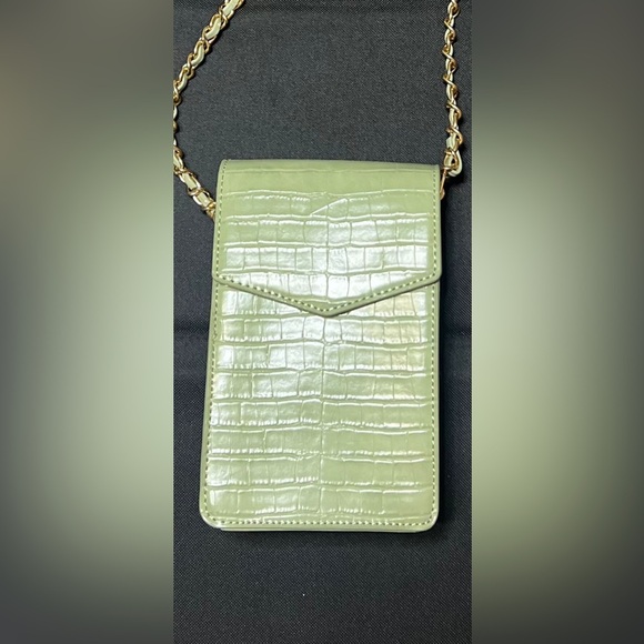 Green Croc-Embossed Mini Crossbody Bag - Picture 2 of 4